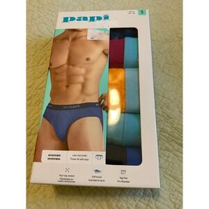 Papi Mens Microfiber Low Rise Briefs Underwear 5 Pack Size M 32-34 Assorted Co